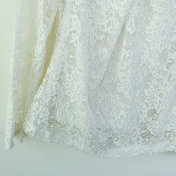 Elie Tahari Porcelain Cream White Lace Twist Neck Top L Large Mock Neck - Picture 5 of 10